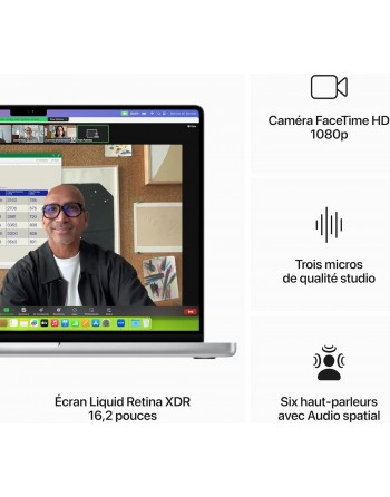 Apple MacBook Pro 16" M3 Max 48 Go RAM 1 To SSD CPU 16 cœurs GPU 40 cœurs Argent Nouveau