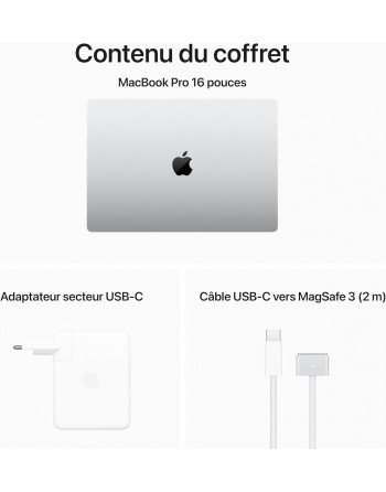 Apple MacBook Pro 16" M3 Max 128 Go RAM 2 To SSD CPU 16 cœurs GPU 40 cœurs Argent Nouveau