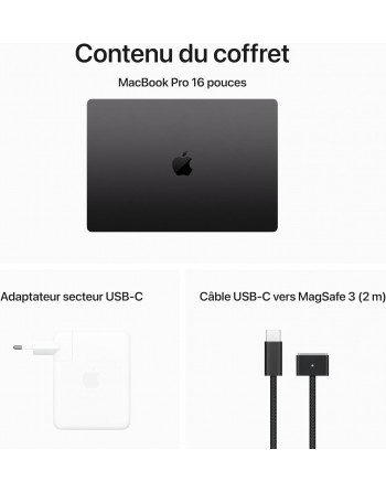 Apple MacBook Pro 16" M3 Pro 18 Go RAM 512 Go SSD CPU 12 cœurs GPU 18 cœurs Noir Sidéral Nouveau