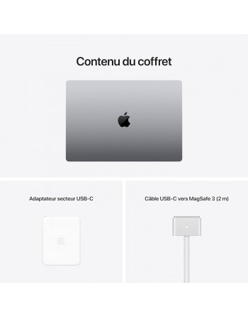 Apple MacBook Pro 14'' M1 Pro 16 Go RAM 1 To SSD Puce M1 Pro CPU 10 cœurs GPU 16 cœurs Gris Sidéral Premium