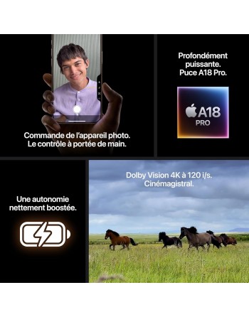 Apple iPhone 16 Pro 6,3" 5G Double SIM 256 Go Noir Titane Nouveau