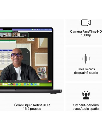 Apple MacBook Pro 16" M3 Max 128 Go RAM 8 To SSD CPU 16 cœurs GPU 40 cœurs Noir Sidéral