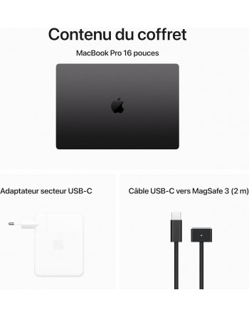 Apple MacBook Pro 16" M3 Max 128 Go RAM 8 To SSD CPU 16 cœurs GPU 40 cœurs Noir Sidéral