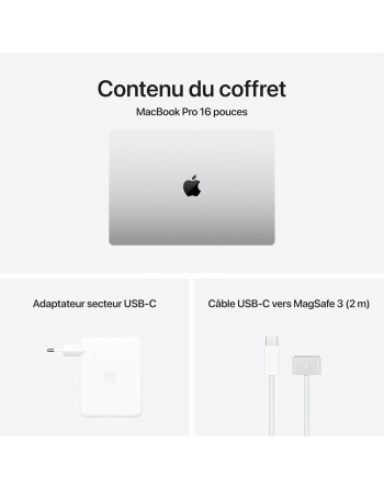 Apple MacBook Pro 16" M3 Max 48 Go RAM 1 To SSD CPU 16 cœurs GPU 40 cœurs Argent