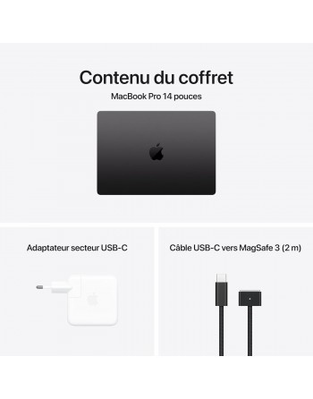 Apple MacBook Pro 14" M4 Pro 24 Go RAM 512 Go SSD CPU 14 cœurs GPU 20 cœurs Noir Sidéral