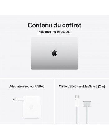 Apple MacBook Pro 16" M3 Max 36 Go RAM 1 To SSD CPU 14 cœurs GPU 30 cœurs Argent Nouveau