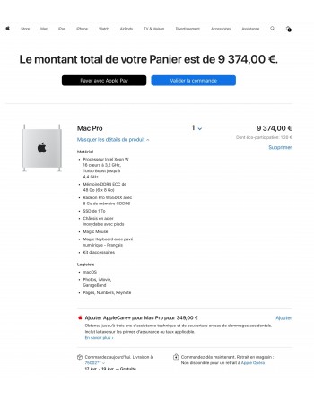 Apple Mac Pro 2019 Xeon W 3,2 GHz 16 Core 96 GB RAM 2 TB SSD Silver AMD Radeon Pro 580X Refurbished